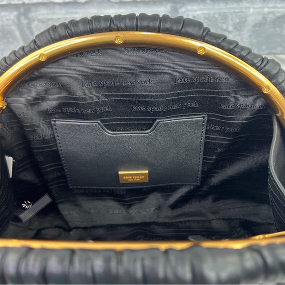 Kate Spade Patisserie Pleated 3d Croissant Clutch In Black - Picture 9 of 13